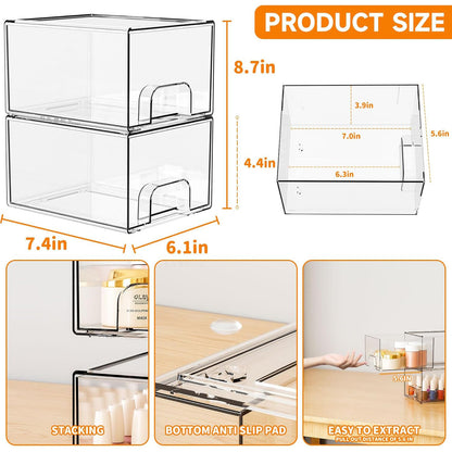 Clear Stackable Storage Drawers 4 Units