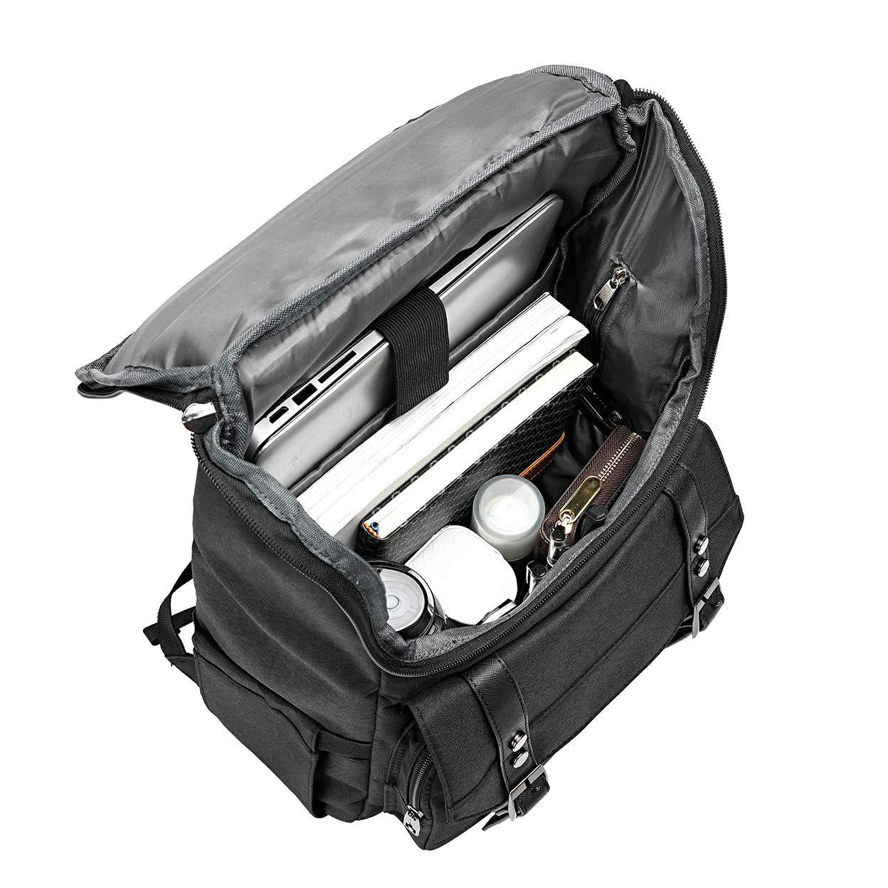 Vintage Backpack Travel Laptop Backpack with usb Charging Port 18 Inch, Black