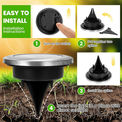 7cm Diameter Solar-Powered Outdoor Disk Light 4 Pack