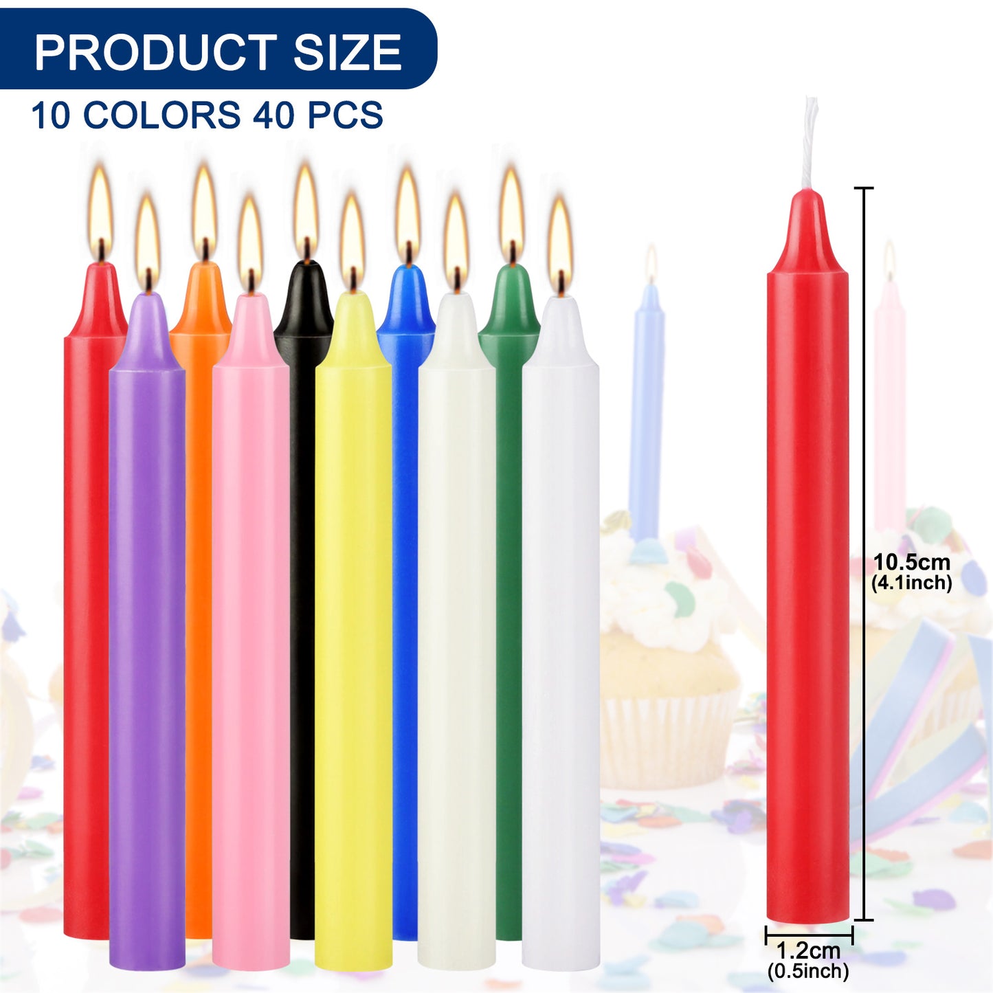 Set of 40 Multicolor & Chime – Premium Mini Taper Candles