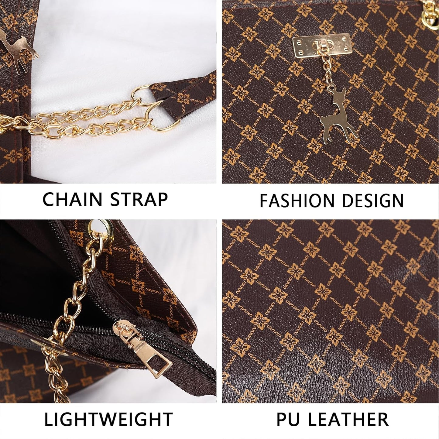 Vintage Printed PU Shoulder Bag for Women