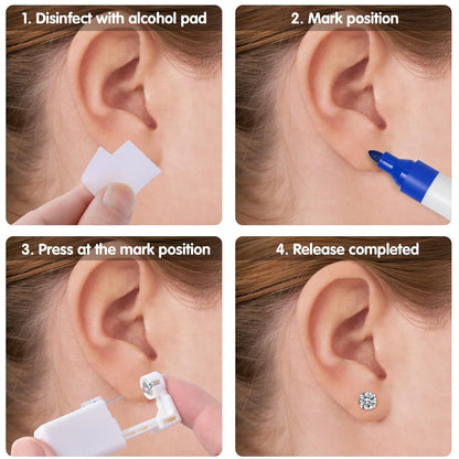 2 Pcs Disposable Ear Piercing Gun with Preloaded Ear Stud