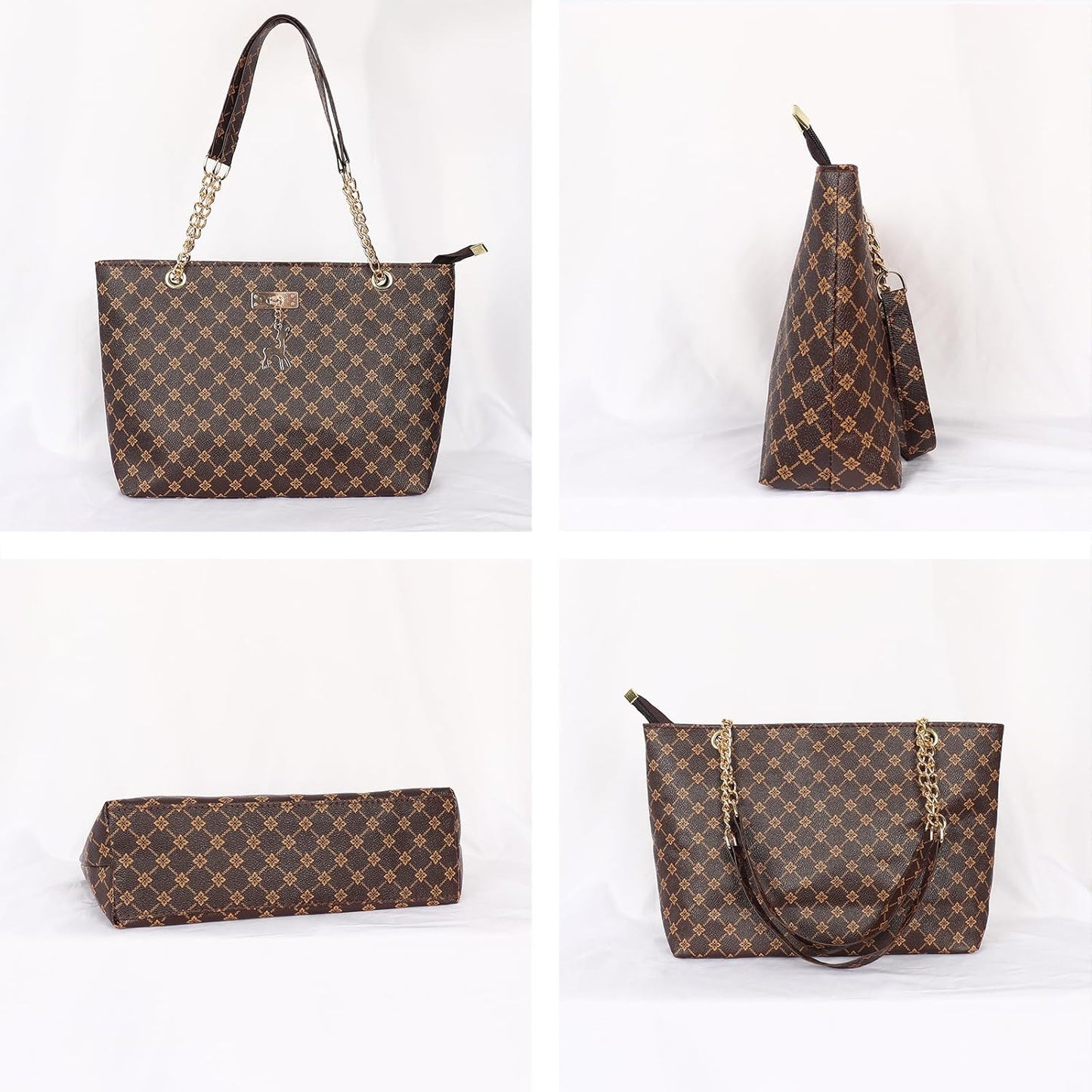 Vintage Printed PU Shoulder Bag for Women