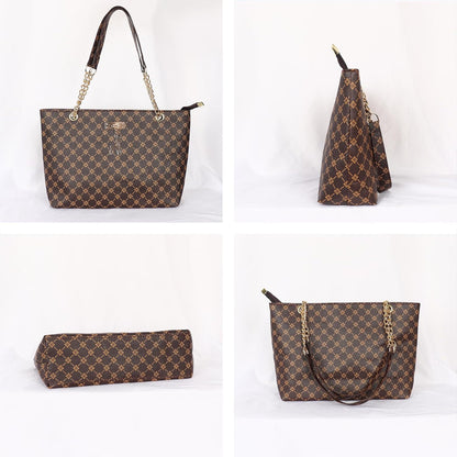 Vintage Printed PU Shoulder Bag for Women