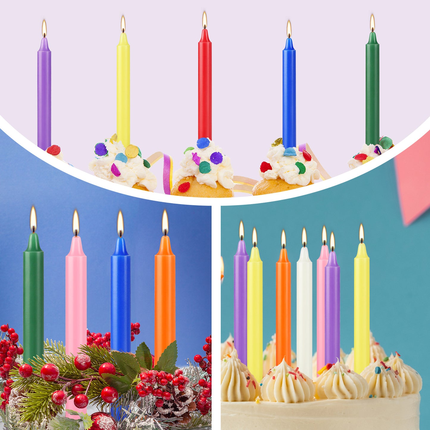 Set of 40 Multicolor & Chime – Premium Mini Taper Candles