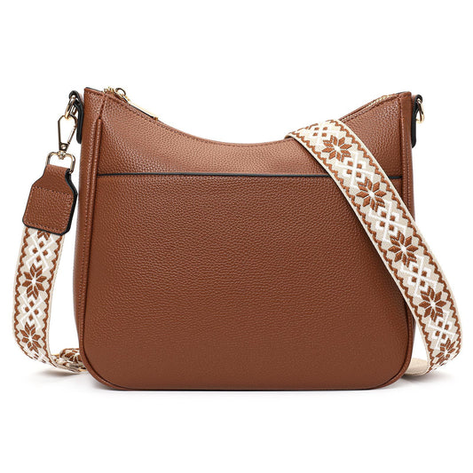 Women Trendy Hobo Bag with Guitar Strap Casual Vegan Leather Shoulder Bag
