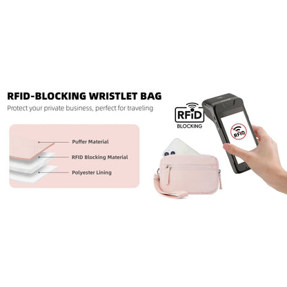 Small Wristlet Wallet Nylon with 3 Zipper Pockets Back