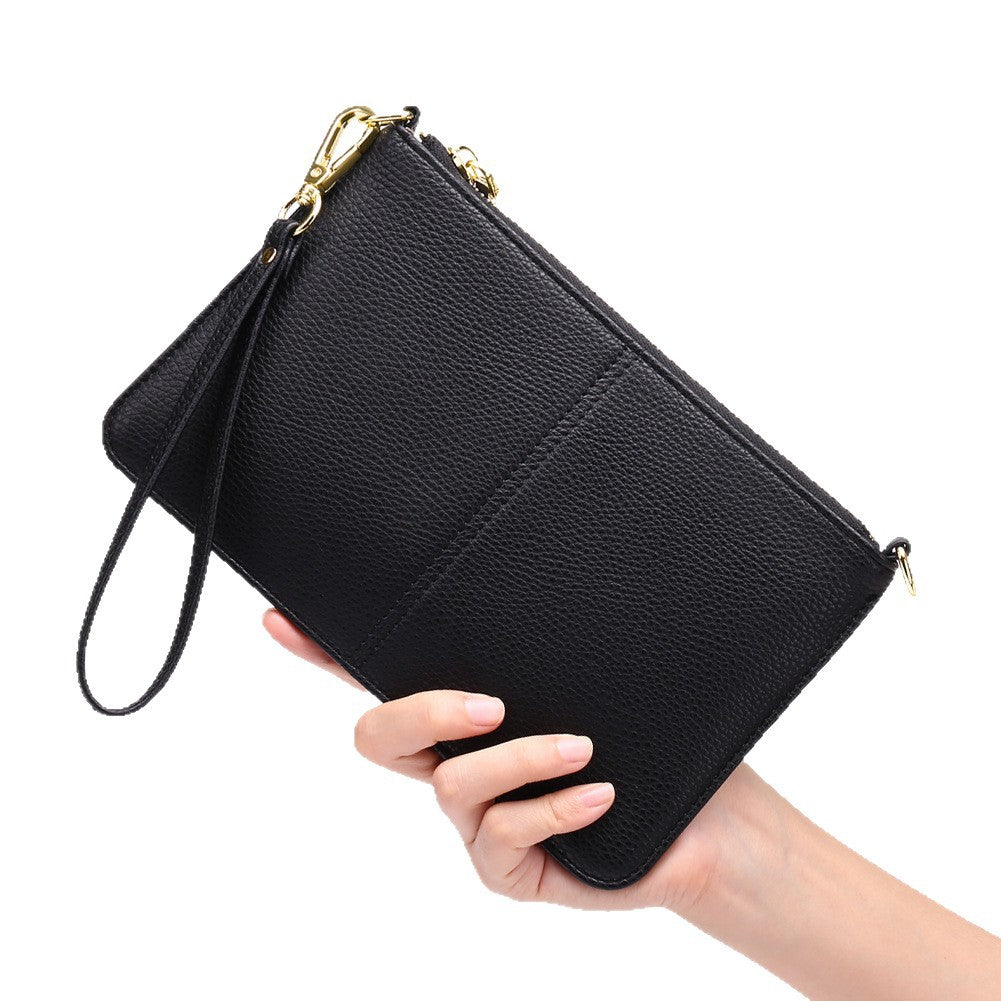 PU Leather Wristlet Clutch Crossbody Shoulder Bag Wallet Purses RIFD Card Slots, Black