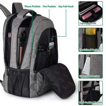 Laptops Backpack with USB Charging Port 18 Inch, Gray