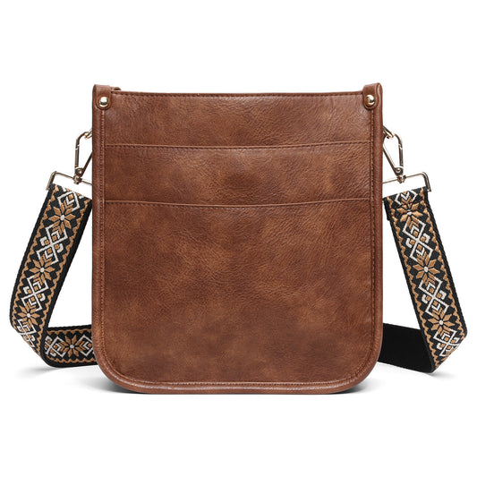 PU Crossbody Bags for Women Trendy Vegan Leather Hobo Handbags, Brown