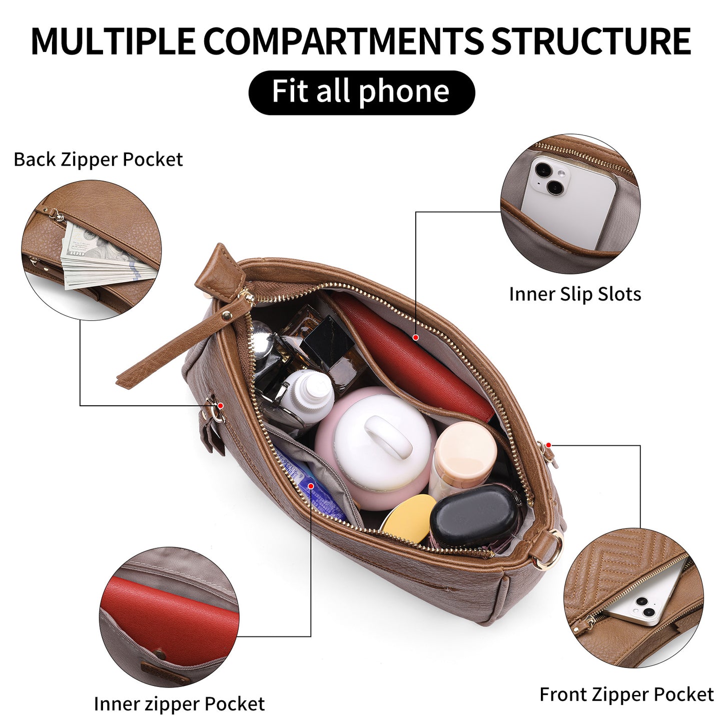 Purses for Women Trendy Leather Crossbody Bag