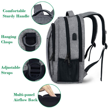 Laptops Backpack with USB Charging Port 18 Inch, Gray