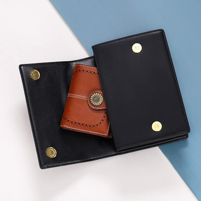 Small Womens Wallet Leather Bifold Card Holder RFID Blocking, Brown
