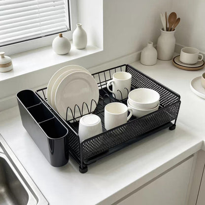 Expandable Stainless Steel Dish Drainer Anti-Rust Dish Rack , Black