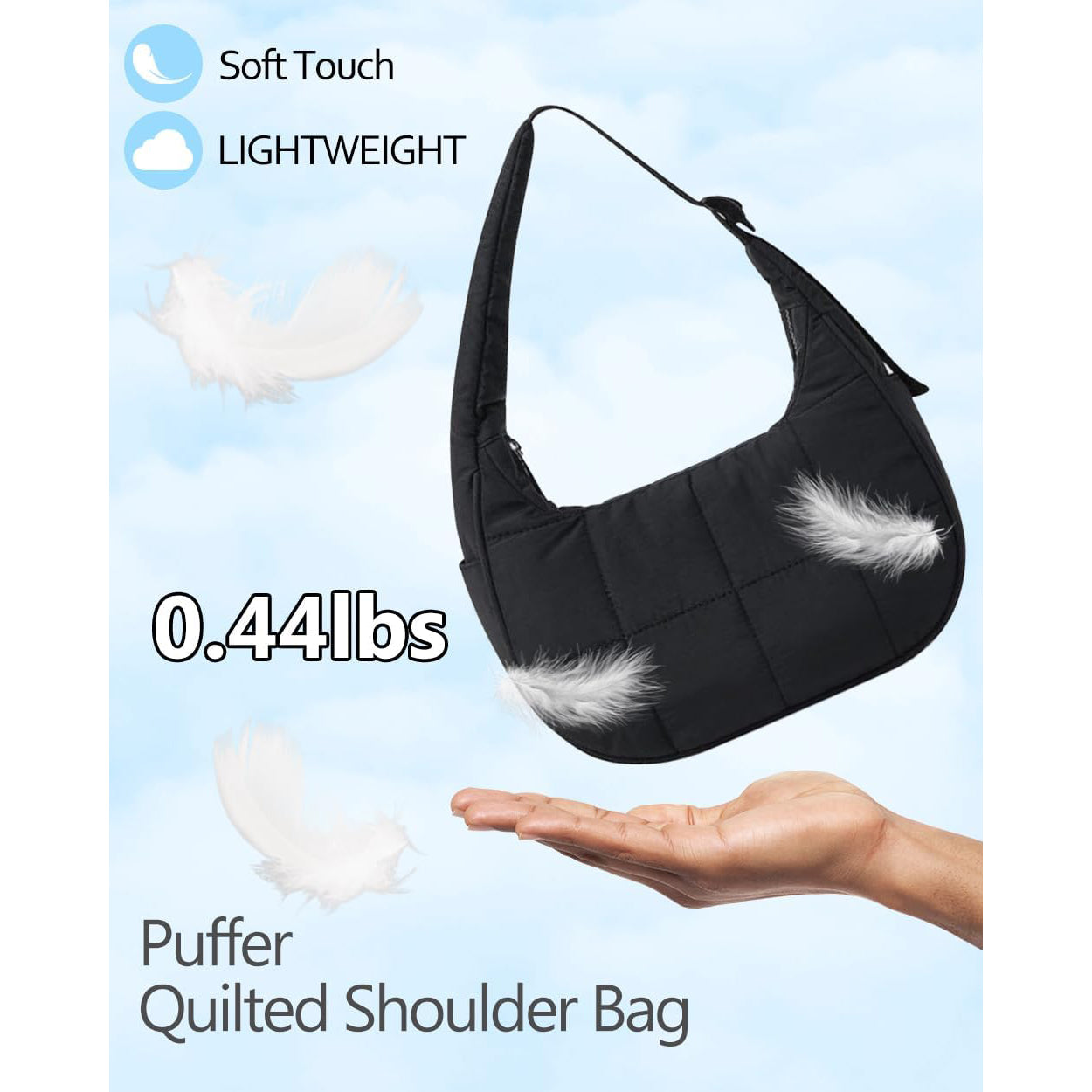 Small Crescent Puffer Purse Shoulder Bag
