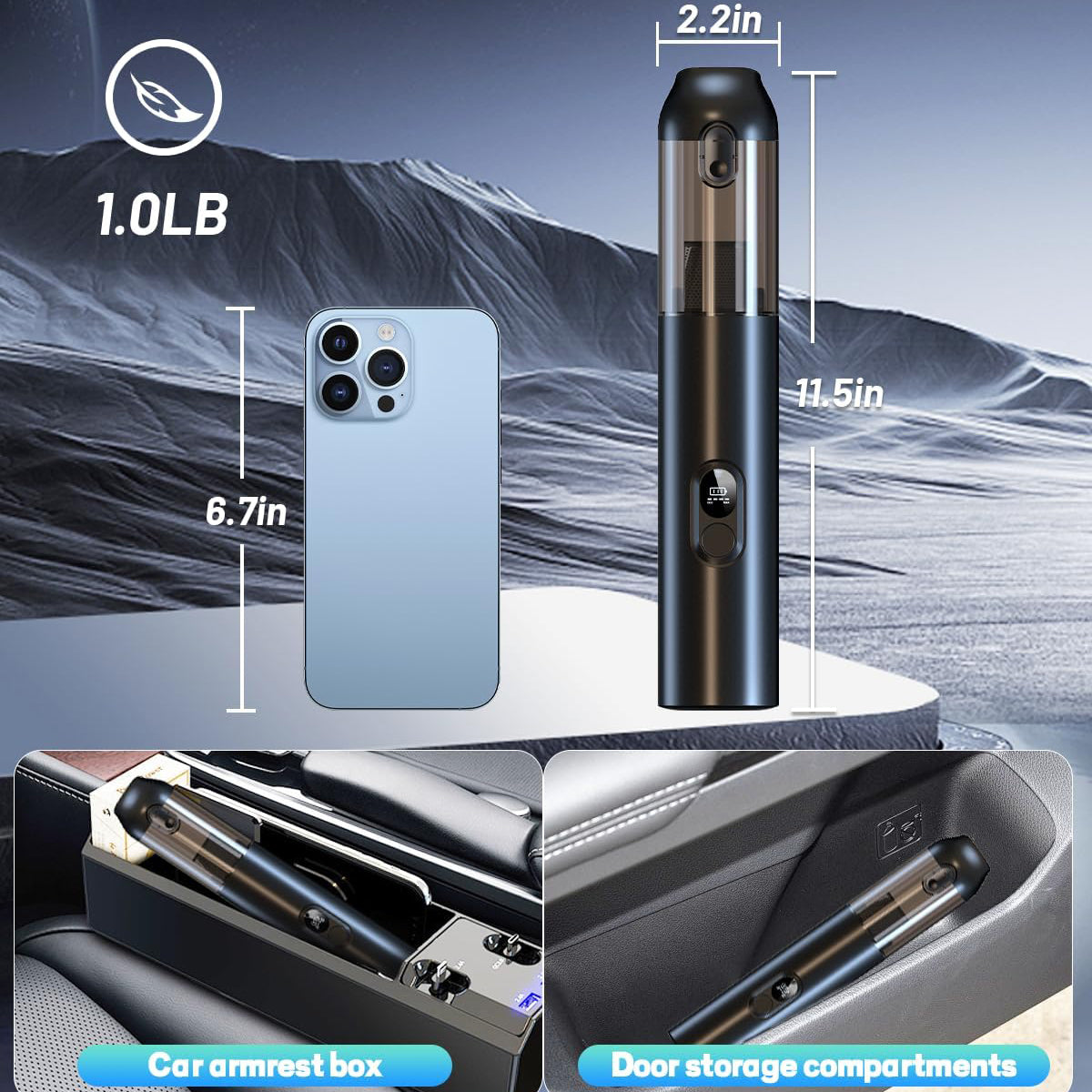 Handheld Car Vacuum Cleaner Cordless with 14000Pa High Power, Black