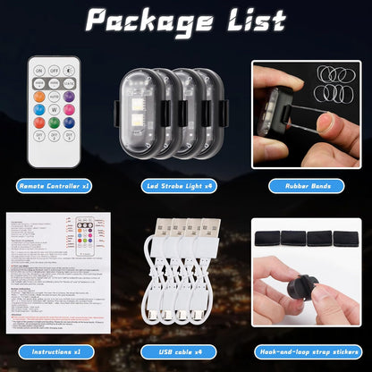 4PCS Wireless LED Strobe Lights with Remote Control