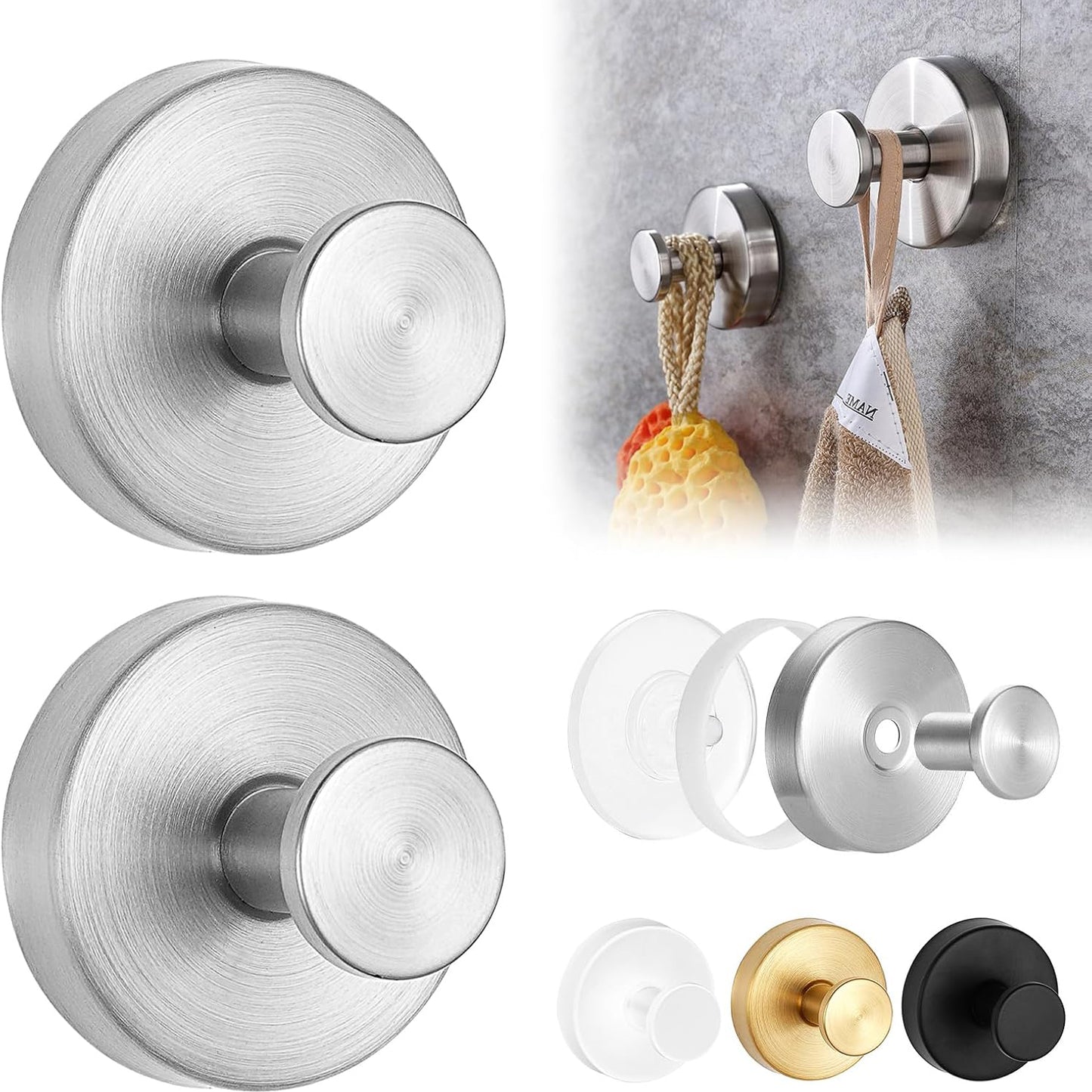 4 Pack Stainless Steel Suction Cup Hooks