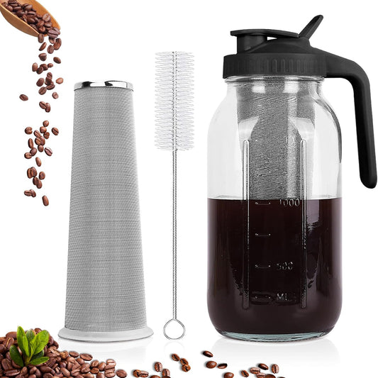 Cold Brew Coffee Maker with Stainless Steel Filter 64oz