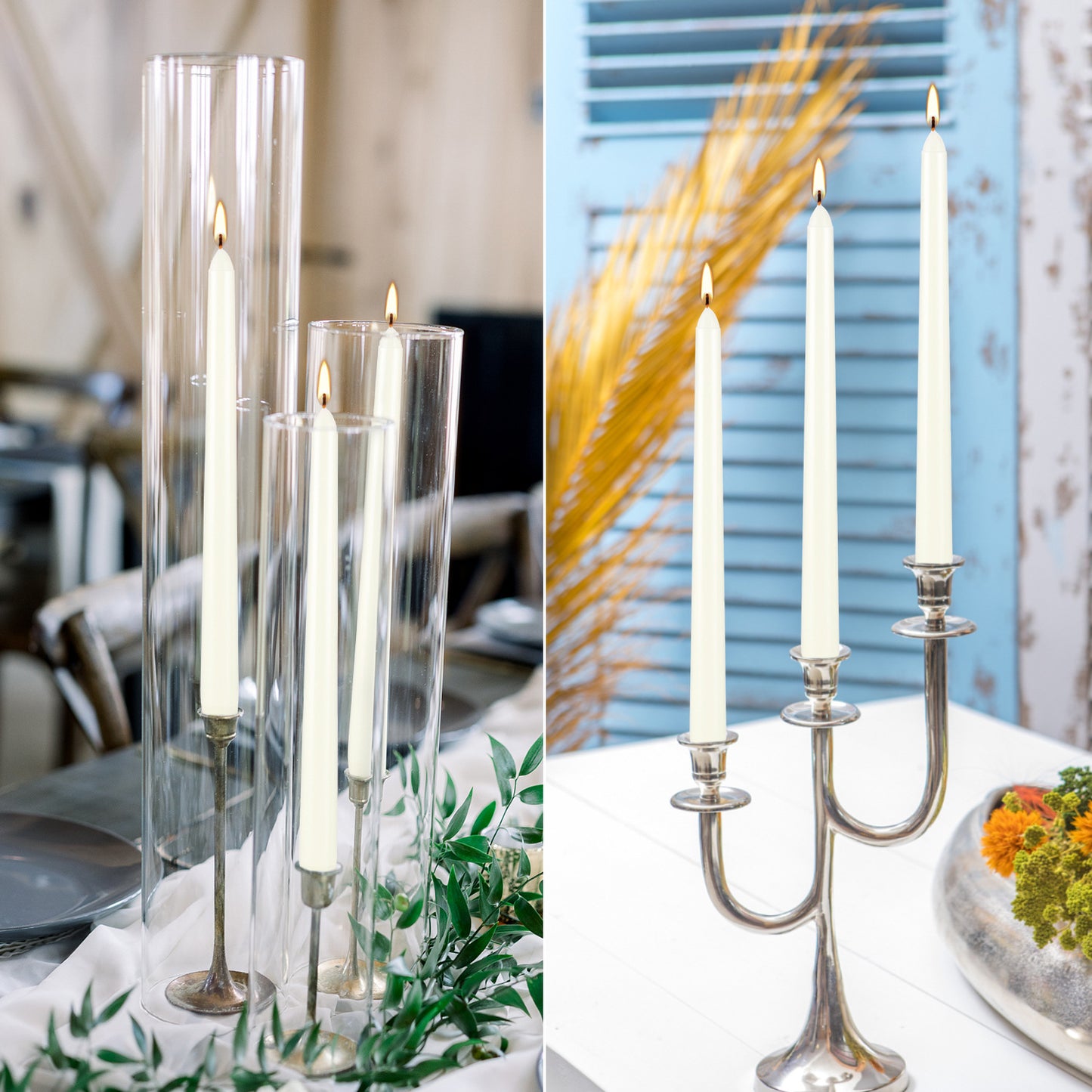 Ivory Taper Candles 10 inch(H) Dripless 30 Units