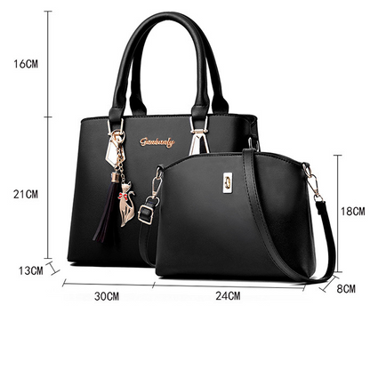 Leather Handbag Set for Women with Top-handle Handbags