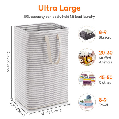 Large Laundry Basket 75L 2pcs 2colors - Weshop876