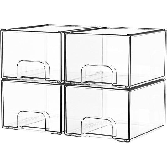 Clear Stackable Storage Drawers 4 Units