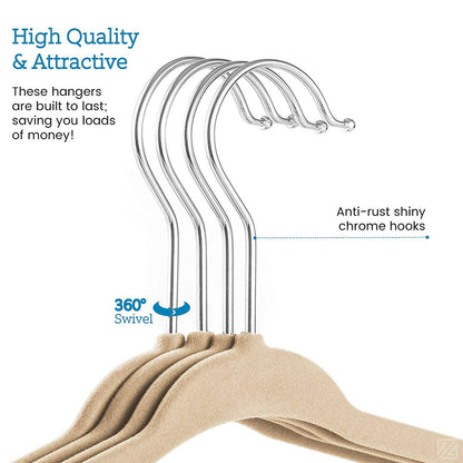 Adults Velvet Clothes Hangers 20 Units 45 cm, White