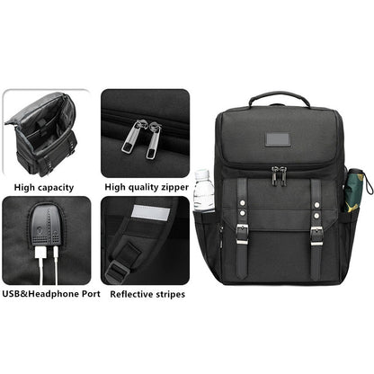 Vintage Backpack Travel Laptop Backpack with usb Charging Port 18 Inch, Black