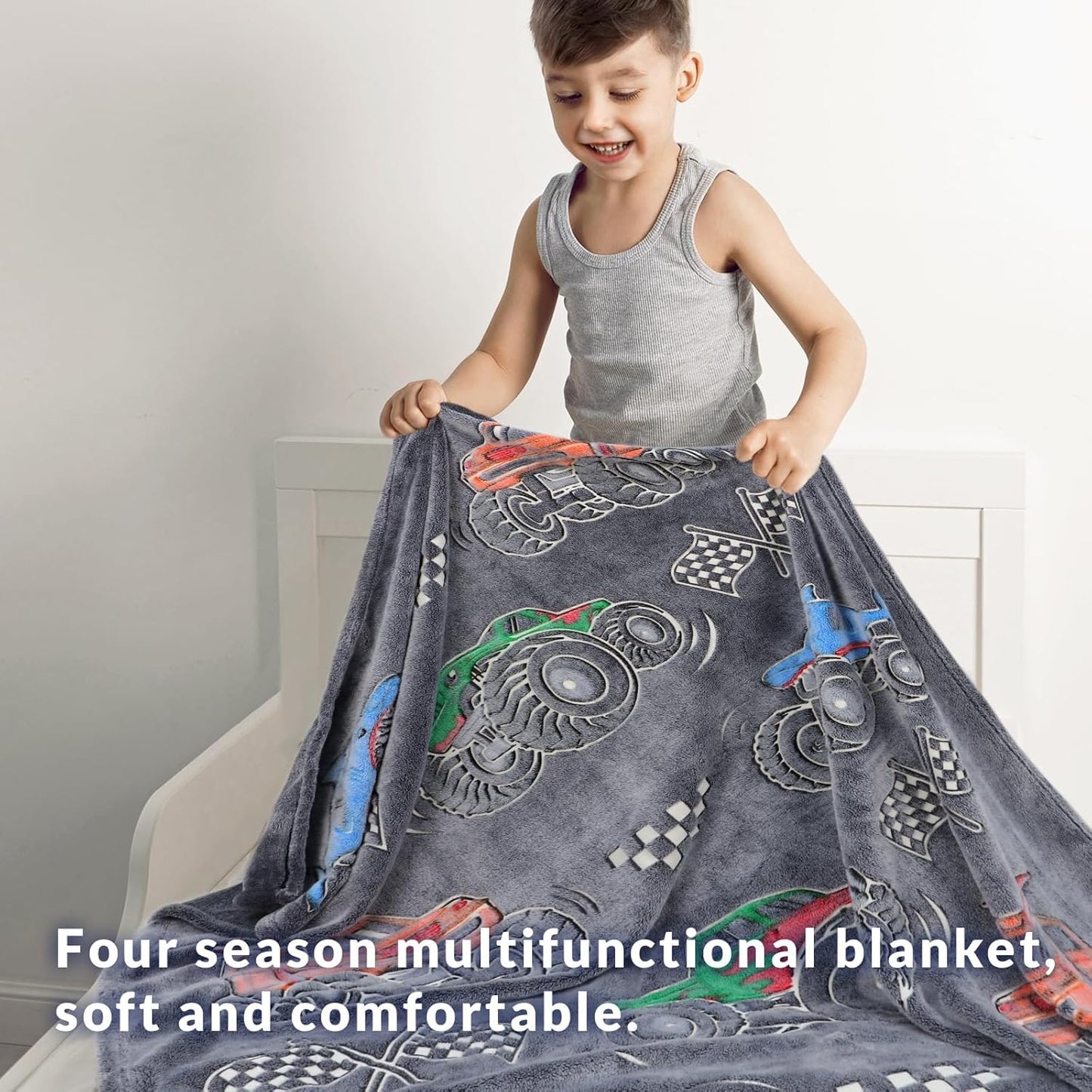 Kids Boys Truck Toys Car Blanket  50" x 60"