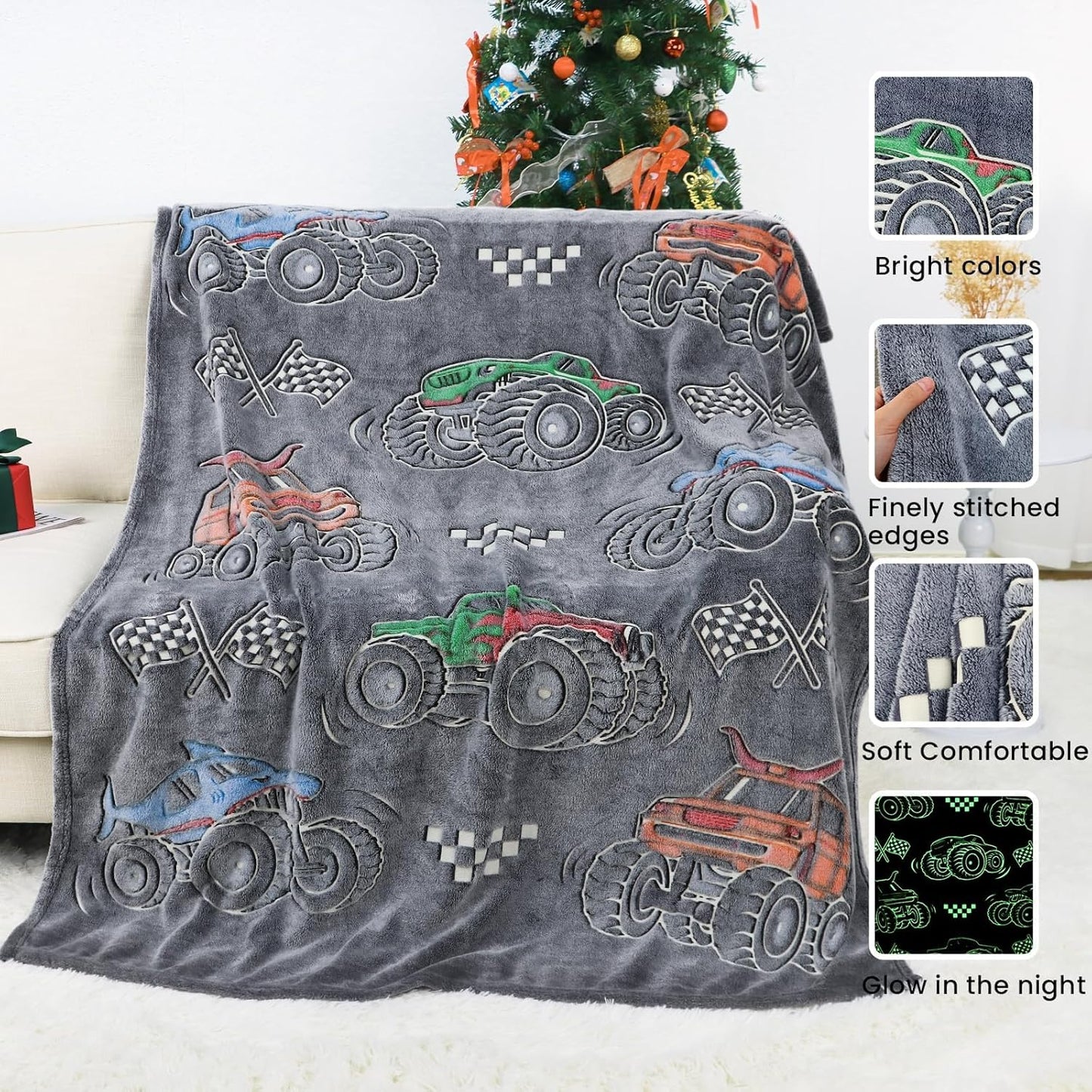 Kids Boys Truck Toys Car Blanket  50" x 60"