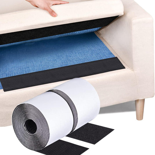 Adhesive Hook Loop Tape 4 Inch x 16 Feet, Black