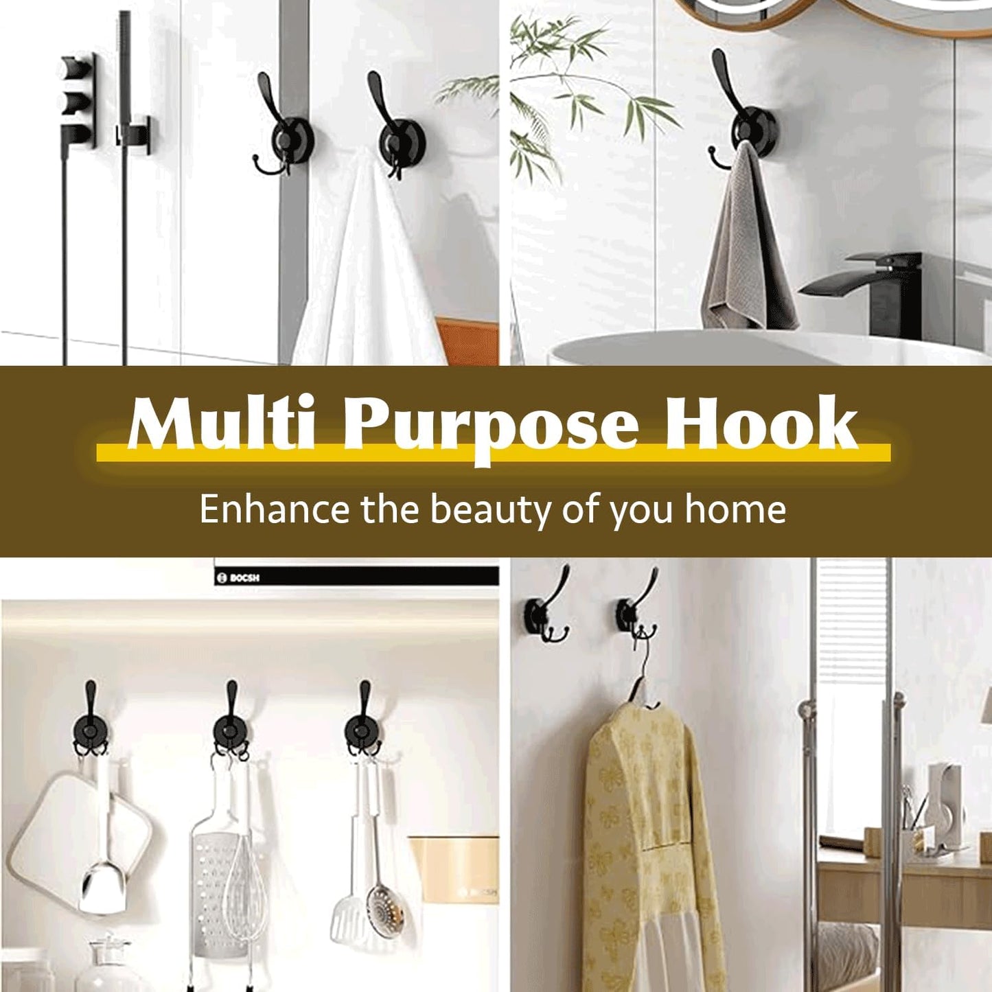 2 Pack  Metal Suction Cup Hooks