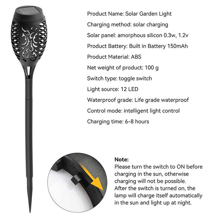 Solar Torch Flame Lights 2 Pack