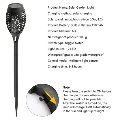 Solar Torch Flame Lights 2 Pack