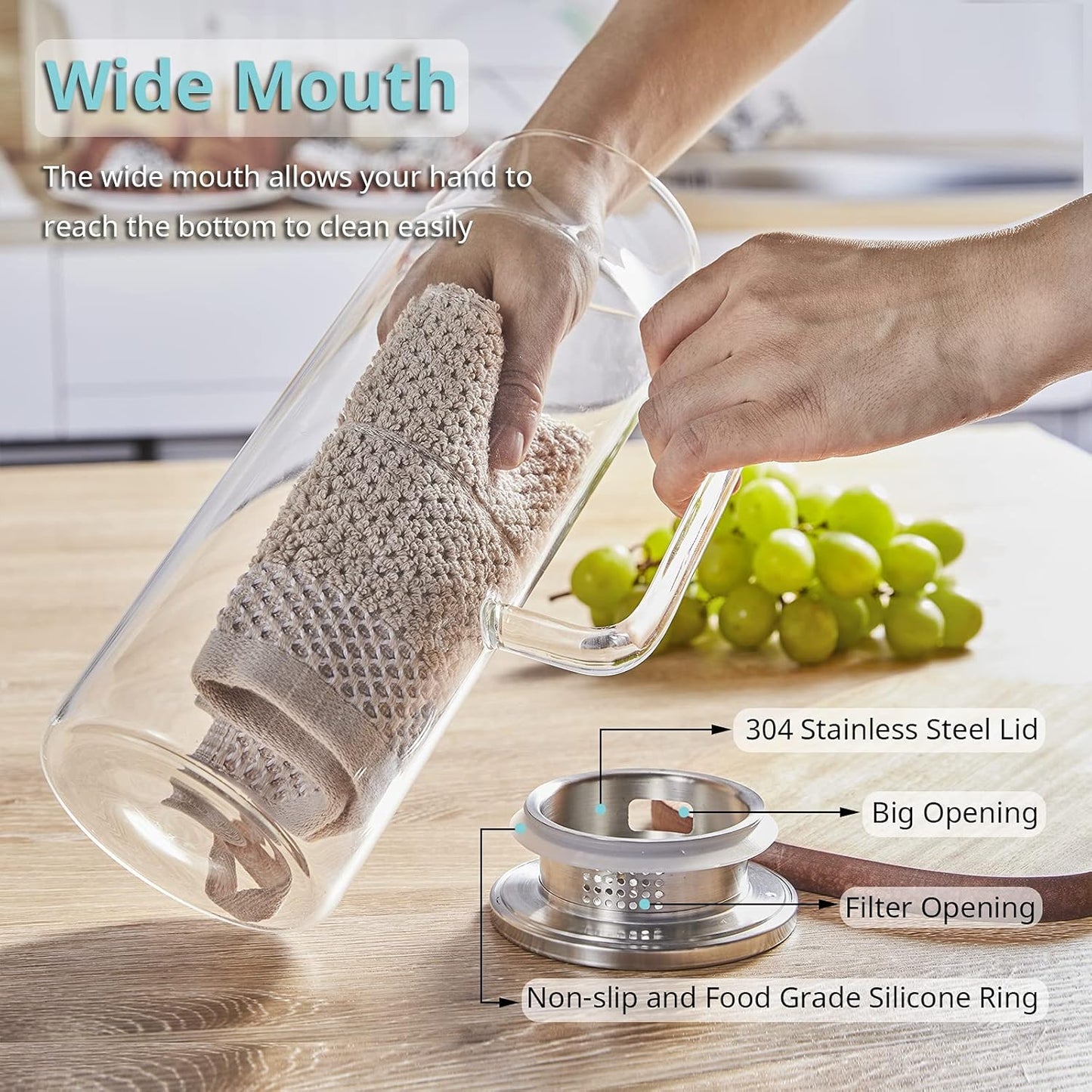 2 Liter Glass Pitcher with Lid