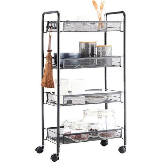 4 Tier Rolling Utility Storage Rack Cart on Wheels