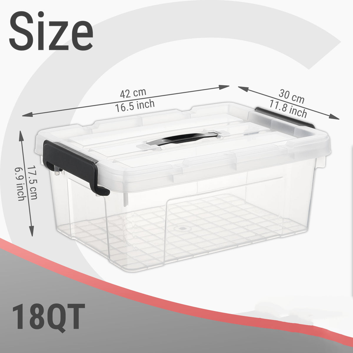 SINGLE PACK, Plastic Storage Boxes with Lids Organizing Container, PP Box for Home Office, Clear