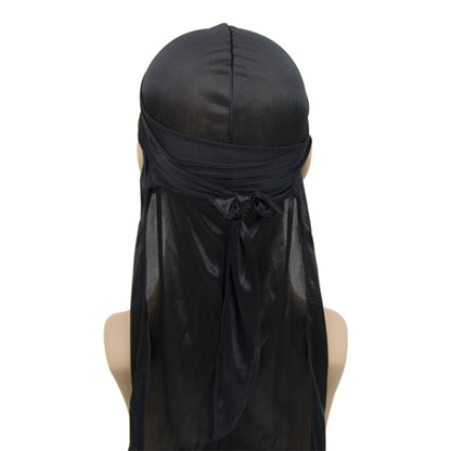 4-Piece Long Tail Doo Rag Adjustable Wide Straps Wave Caps (black, silver, roral blue, red)