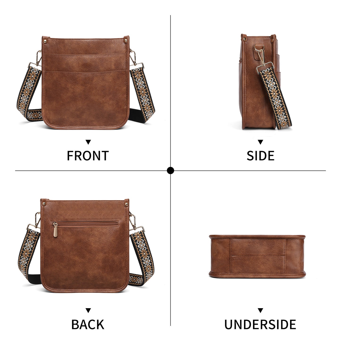 PU Crossbody Bags for Women Trendy Vegan Leather Hobo Handbags, Brown