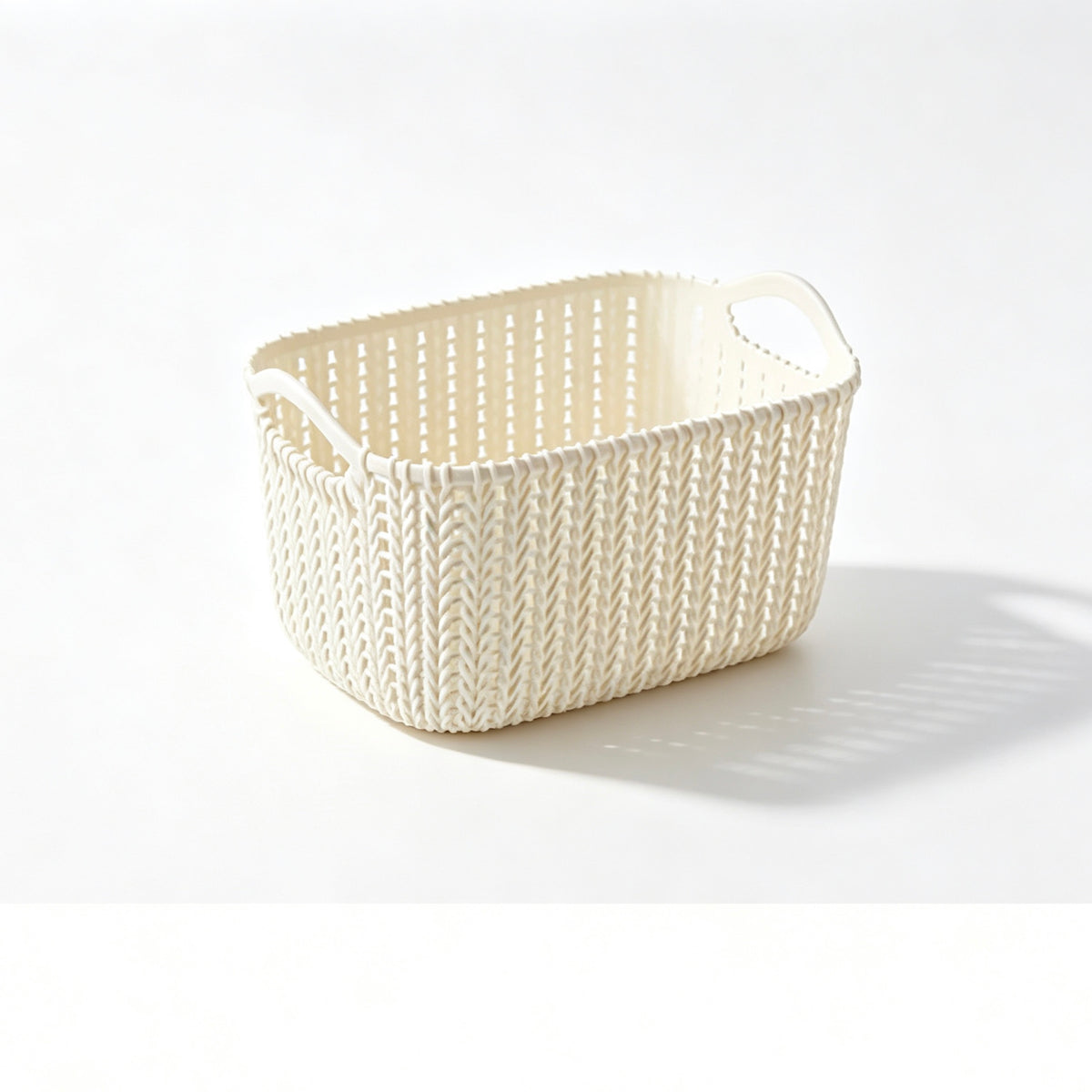 Stylish Imitation Rattan Woven Storage Basket with Handles, Multi-Purpose Home Organizer
