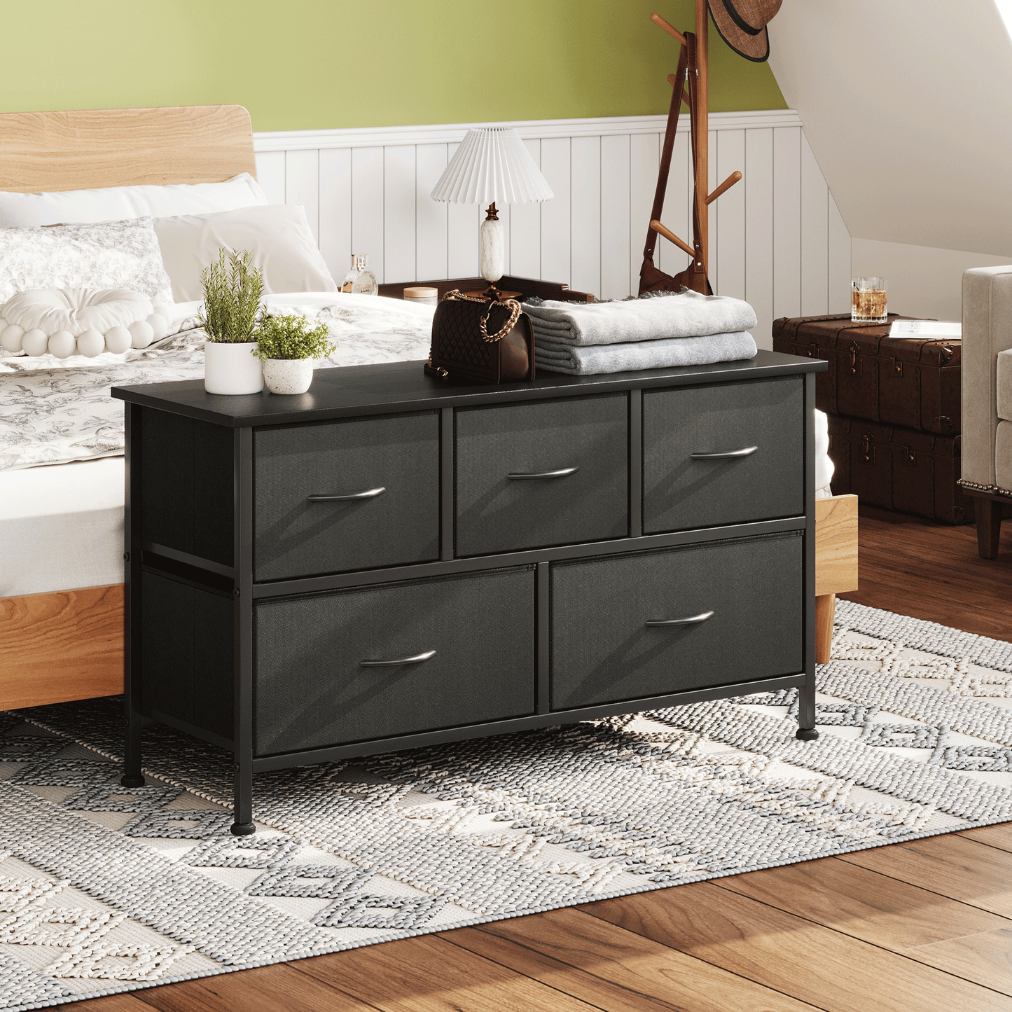 Dresser for Bedroom with 5 Drawers, Black