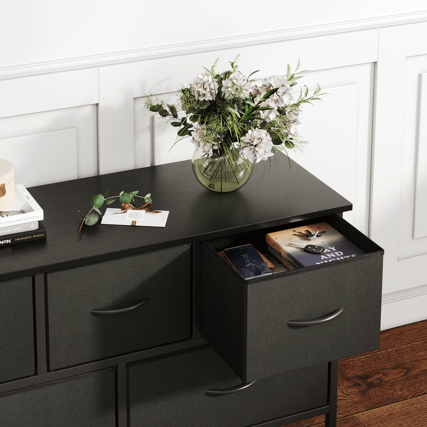 Dresser for Bedroom with 5 Drawers, Black