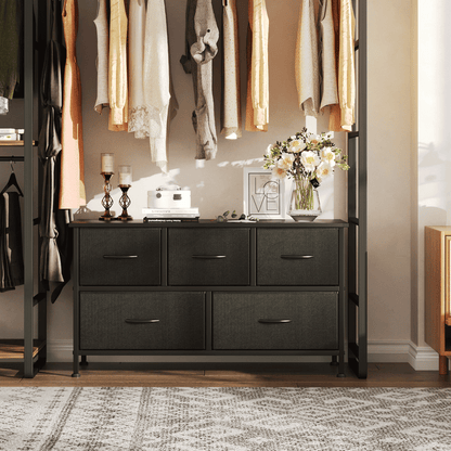 Dresser for Bedroom with 5 Drawers, Black