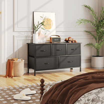 Dresser for Bedroom with 5 Drawers, Black