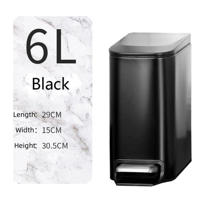 Stainless Steel Trash Can with Lid Soft Close 6L  / 1.6 Gallon (2 Color Options)