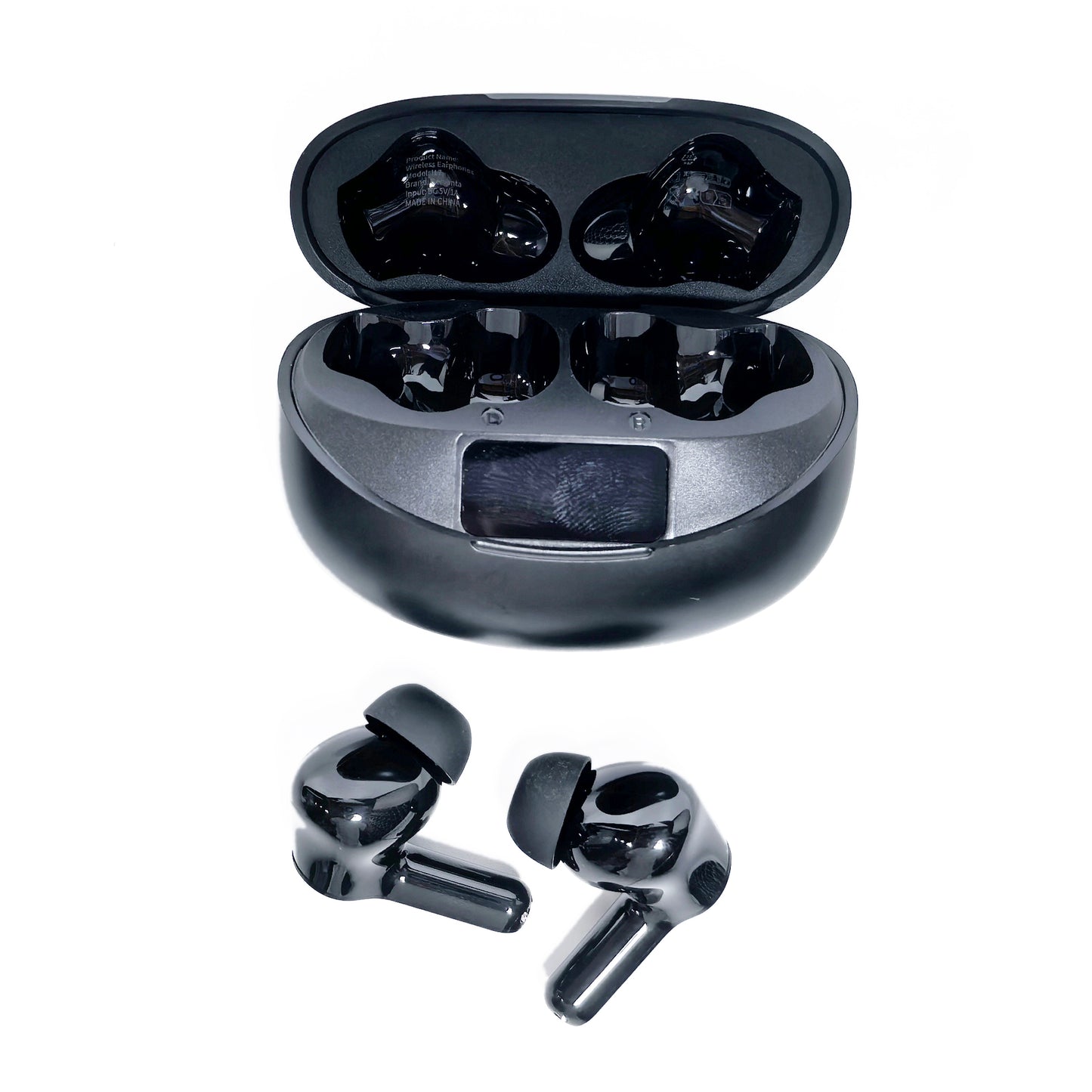 Wireless In-Ear Earphones with Digital Display, Black
