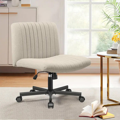 Cross Chair Comfy Armless Cross Legged Office Chair, Beige