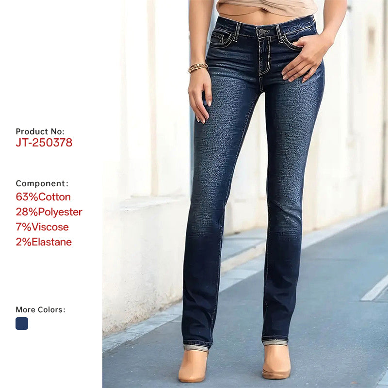 Womens Britt Low Rise Curvy Fit Straight Leg Jeans, Dark Blue