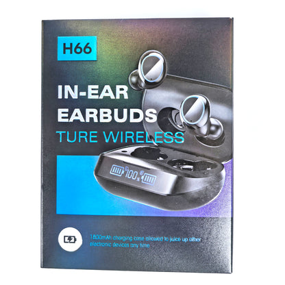 Wireless In-ear Earbuds with Digital Display, Black